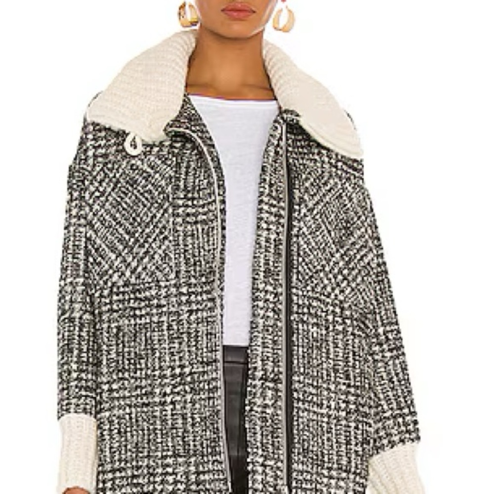 IRO Black and White Tweed Cape